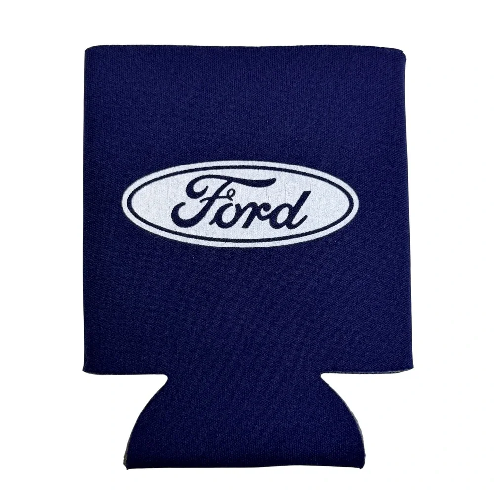 Ford Koozie Can Cooler Sleeve Navy Blue Neoprene Logo Insulator